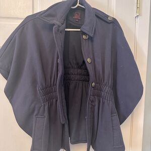 Navy Cape with Button Details Jacket / Poncho style